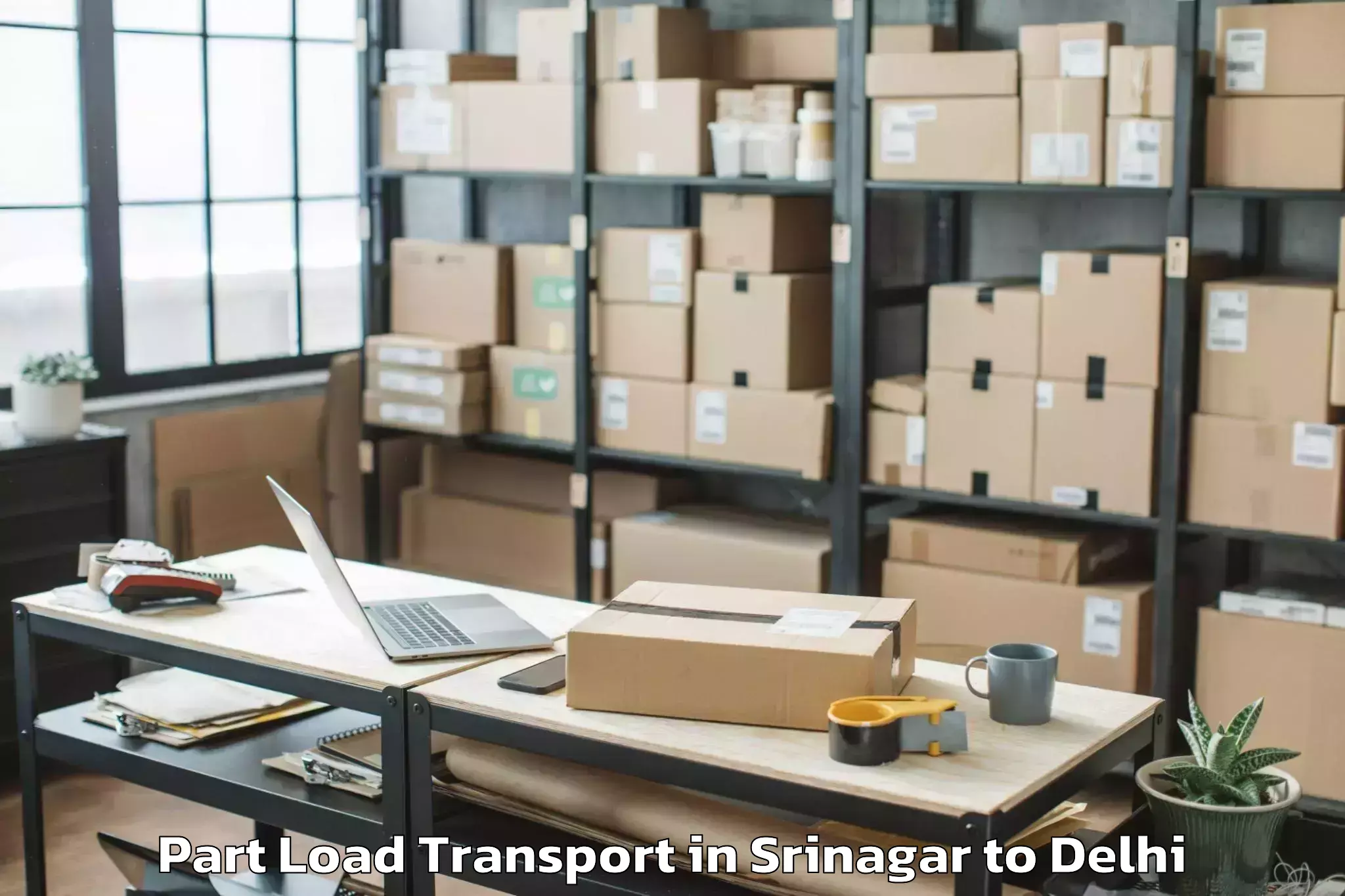 Book Srinagar to Shahdara Part Load Transport Online